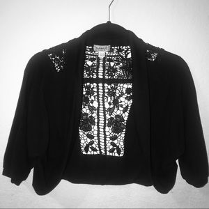 Womens Mid Sleeve Floral lace Shrug Open Cardigan